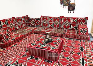 Ensemble de coussins de sol d'angle Nomad Oriental avec garnissage en mousse de densité 22 / Rouge - Product Image 3