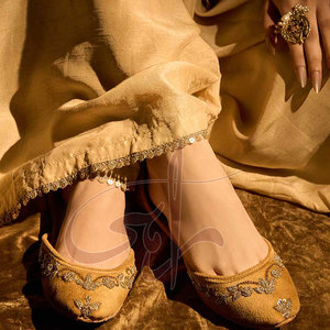 Soft Elegance Faux Leather Khussa Printed Customizable Anti-Slippery Smooth Finish Delicate Embroidery Beadwork Top - Product Image 3