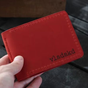 Men's Brand Leather <b>Wallet</b> Vintage Style Slim Bifold Short Waterproof RFID <b>Personalised</b> Custom Logo Blue-LBW-0068 - Product Image 1