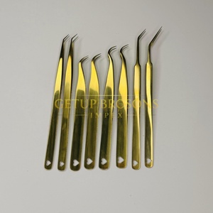 Pinzas de Extensión de Pestañas Russian Volume Gold Plasma 45/90 Grados, de Acero Inoxidable, Antiestáticas y Duraderas para Aislamiento de Pestañas - Product Image 6