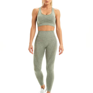 Elastic Waist Yoga <b>Leggings</b> High quality Ladies color Camo Polyester spandex 2 Pcs women sports Bra Yoga <b>Leggings</b> sets - Product Image 2