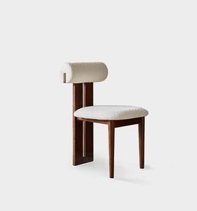 Chaise de salle à manger capitonnée en tissu blanc et bois de manguier pour la maison, le bureau, le restaurant, le café, le bar à domicile et l'entrepôt - Durable et écologique - Product Image 1