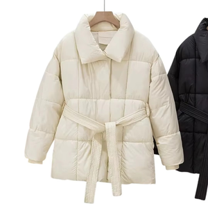 Veste matelassée longue pour femmes avec col Hiver Chaud léger pour la saison d'automne et d'hiver veste longue en duvet parka manteau - Product Image 2