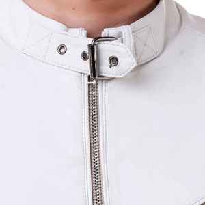 <b>White</b> Color 2024 Fashion Hot Sale Customize Leather <b>Jacket</b> for <b>Men's</b> Slim Fit Style with 100% Original Clothing Oem - Product Image 4