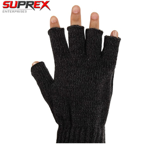 Gants tricotés pour hommes à doigts complets avec fermeture à tirette, mélange laine acrylique, tricotés pour la chaleur, pour l'hiver, couleur et design personnalisables, prix de gros - Product Image 4
