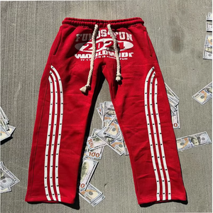 Ensemble de survêtement Jogger de haute qualité pour hommes, pantalon de survêtement évasé et ensemble de sweat-shirt en coton, sweat-shirt à fermeture éclair avec strass - Product Image 2