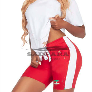 Women's Fashionable Cotton Summer Outfit Solid Pattern T <b>Shirt</b> and <b>Shorts</b> Custom Style Casual Blank Biker Two-Piece <b>Set</b> - Product Image 3