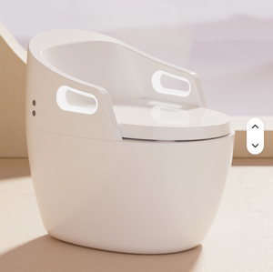 Luxury Egg Shaped Old <b>Man</b> Design Armrest Semi-ring Back Intelligent Ceramic Automatic Wall-mounted S-trap Heated Seat Bidet - Product Image 1