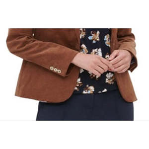 Blazer Monopetto in Velluto a Coste Marrone Tommy Hilfiger Taglia 0 Lungo con Ricamo e Decorazioni Tessute - Product Image 3