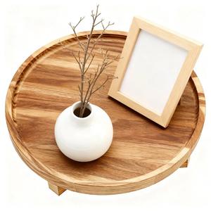 Round <b>Storage</b> And Serving <b>Tray</b> With Raised Rim Elevated Base Perfect For Coffee Table Decor Entertaining And Stylish Display - Product Image 2