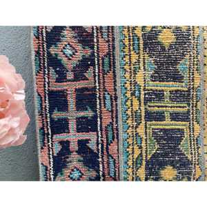 พรมตุรกีวินเทจขนาด 2.9x4.5 ฟุต พรมขนาดเล็ก พรมขนสัตว์โมร็อกโกสีแดงน้ำเงิน - Product Image 4