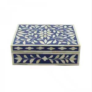 กล่องใส่เครื่องประดับไม้ขัดเงาคุณภาพพรีเมียม ประดับด้วยกระดูกและลายดอกไม้ ดีไซน์สวยงาม เป็นมิตรต่อสิ่งแวดล้อม เหมาะสำหรับเป็นของขวัญสุดหรู ผลิตในอินเดีย - Product Image 5