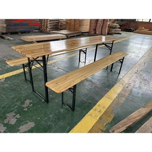 Set da <span class=keywords><strong>Birreria</strong></span> con Tavolo e Panche <span class=keywords><strong>Pieghevoli</strong></span> in Legno a 3 Pezzi, Prezzo di Fabbrica, per Spiaggia, Campeggio e Birrerie - Product Image 1