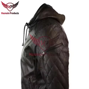 Nouvelle veste en cuir à capuche pour hommes qualité supérieure véritable Streetwear Bomber veste pour l'hiver véritable qualité supérieure à capuche pour hommes - Product Image 3