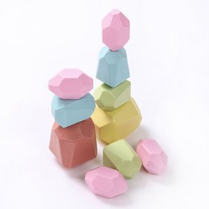 Dernier jouet éducatif traditionnel en bois pierres d'équilibrage triant les roches empilables pour les enfants de 2 à 4 ans et de 5 à 7 ans - Product Image 3