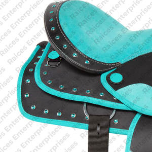 Sillín de caballo inglés de cuero genuino Premium con estampado de logotipo personalizado 2025, sillín de carreras occidental con tamaño personalizado - Product Image 4