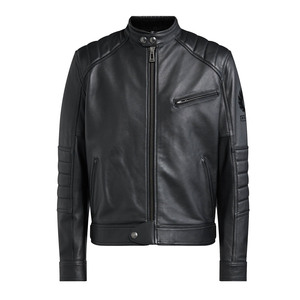 Veste d'outillage à col à revers en cuir PU pour hommes veste de moto décontractée à coupe ajustée et fermeture éclair en cuir - Product Image 2