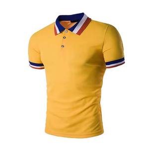 เสื้อโปโลลำลองสำหรับผู้ชายแบบใหม่เสื้อถักลายทางผ้าคอตตอนระบายอากาศได้ดีขนาดพิเศษ220ก. สำหรับสตรีทแวร์ - Product Image 1