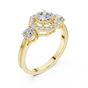 Anillo Solitario de Diamante Cultivado en Laboratorio, Redondo y Octogonal, de Oro Blanco de 14K para Mujer |   Diamante Cultivado Nuevo - Product Image 2