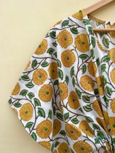 Vestido indio hecho a mano 100% de algodón Kfatan para mujer, estampado Floral, ropa informal de vacaciones en la playa para verano, primavera y otoño, Bikini ODM - Product Image 3