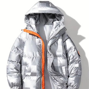 แจ็กเก็ตขนเป็ดสำหรับผู้ชายไซส์ใหญ่พิเศษมาใหม่แจ็กเก็ตหนังกันหนาวกันน้ำมีฟองตกแต่งขนสัตว์ - Product Image 1