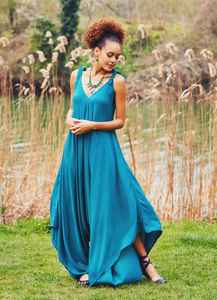 Gran oferta 2022, monos elegantes informales de rayón para mujer, monos holgados de talla grande hasta el suelo con patrón sólido con escote en V - Product Image 5