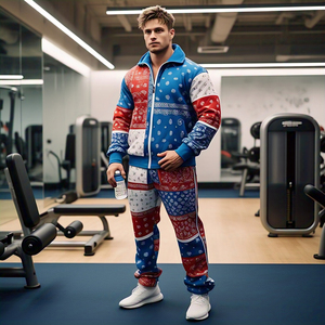 OEM Bandana impreso cremallera chaqueta y pantalón pijama chándal hombres Paisley sublimación deportes Jogging Zip-Up chándal hombres - Product Image 3