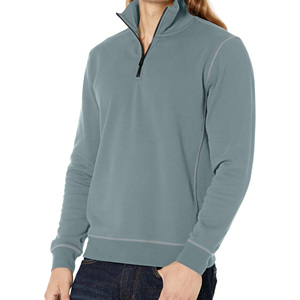 Sweat-shirt marron à fermeture éclair pour hommes personnalisable en coton mélangé OEM disponible entièrement personnalisé Sweat-shirt à fermeture éclair partielle - Product Image 1