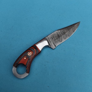 มีดเหล็กดามัสกัสแบบเต็มแผ่นงานทำด้วยมือมีดดามัสกัสสำหรับตั้งแคมป์ - Product Image 4