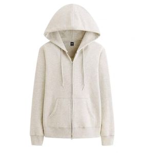 Cárdigan de suéter de algodón puro para mujer para primavera y otoño, Top deportivo y de ocio con cremallera con capucha, diseño de felpa transpirable - Product Image 6