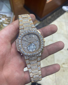 Haute Qualité Bling Hip Hop Rappeur Entièrement Diamant Lab Grown Montres Hommes Glacé Argent Or Rond De Luxe Quartz Montre-Bracelet ind - Product Image 4