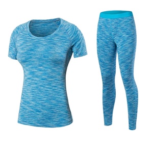 T-shirt de Yoga serré pour femmes, vêtements de Sport, suture, pantalon de course, Compression, survêtement, nouvelle collection - Product Image 5