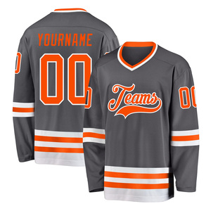 Maillot de hockey sur glace unisexe personnalisé de haute qualité, respirant, imprimé, 100 % polyester, vente en gros directe d'usine, design de col à lacets tendance - Product Image 2