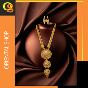 Boucles d'oreilles collier sur mesure OEM serties d'un ensemble de boucles d'oreilles collier de style unique en plaqué or 22 carats pour femmes bijoux - Product Image 2