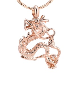 เครื่องประดับเถ้ากระดูกสีโรสโกลด์สำหรับขี้เถ้าสแตนเลสสร้อยคอใส่เถ้ากระดูกมังกรสำหรับผู้หญิงผู้ชายขนาดตามต้องการ - Product Image 1