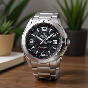 Reloj EDIFICE Clásico Negro y Plateado de Acero Inoxidable EF 129D 1AVEF, Diseño Moderno para Negocios, Movimiento de Cuarzo, Resistente al Agua (5 bar) - Product Image 3
