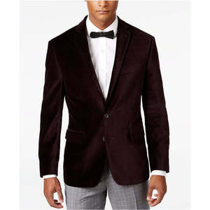 Giacca da smoking slim fit elasticizzata da uomo Ryan Seacrest Distinction in velluto viola, taglia 44 - Product Image 1