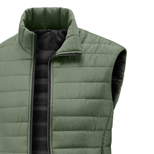 Gilet bouffant pour hommes fermeture éclair complète résistant à l'eau vêtements d'extérieur d'hiver sans manches col montant chaud hiver gilet bouffant - Product Image 3