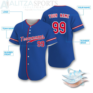 Vente en gros de maillots de baseball et de softball personnalisés 2024, imprimés par sublimation, respirants, grande taille, manches courtes, vêtements de sport pour hommes et femmes - Product Image 2