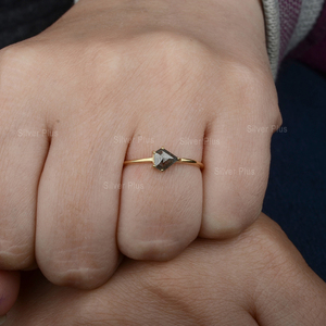 Meilleure bague en diamant avec sel et poivre véritable Bague de fiançailles en poivre14K Gold Fancy Diamond Ring Prong Set BandProductible in10k/18k - Product Image 3