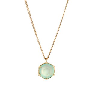 Aqua calcédoine collier en argent Sterling 925, pierre précieuse ronde calcédoine, pierre précieuse plaquée or - Product Image 1