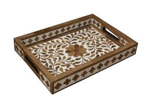 Bandeja de servicio de esmalte blanco personalizada Meena impreso equipo doméstico plato personalizado Natural Plato decorativo Venta caliente - Product Image 5