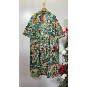 Robe de chambre artisanale bohème style kimono en coton imprimé au bloc, douce et durable, motif animal, pour l'été et la détente à la maison - Product Image 1