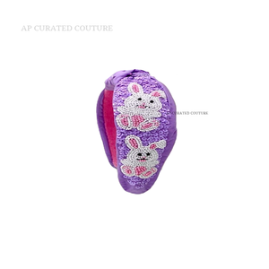 Elegant Easter Day Celebration Headbands for Women Pink <b>White</b> Beaded Top Knot Peeps Easter Eggs <b>Mini</b> Small Decorative Flower - Product Image 2