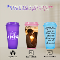 Gobelet à café en plastique coloré avec paillettes et couvercle, 16 oz, gobelet réutilisable personnalisé avec logo pour café froid, boissons glacées, cadeau de fête