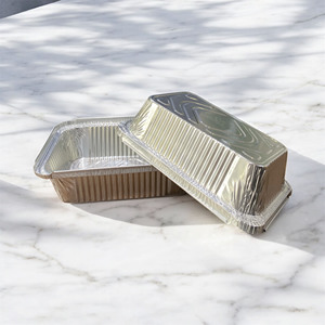 OEM Disposable Foil Container Aluminum <b>Pans</b> 700ml Takeaway Food Box AluminiumTray for Food Packaging - Product Image 5