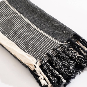 Hammam Turkish Peshtemal <b>Towel</b> <b>Black</b> & Natural Stripe, 100% Cotton - Product Image 6
