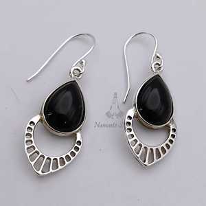 Black Onyx Teardrop <b>Sterling</b> <b>Silver</b> <b>Earrings</b>, <b>Dangle</b> Drop, July Birthstone - Product Image 6