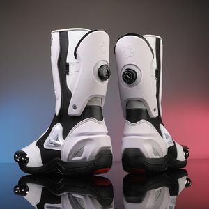 Botas de montar en motocicleta, botas de cuero para motocicleta para mujeres y hombres, protección antideslizante, deportes de carreras, botas deportivas de pista de carreras - Product Image 3