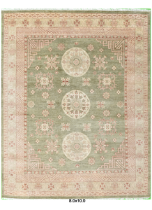 Tapis en laine Oushak turc fait à la main vert Design Floral antidérapant décor à la maison pour salon prière exercice couloir coupe Pile - Product Image 2